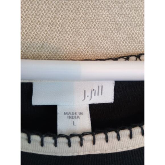 J Jill Dress Women Large Black Crochet Applique Shift Knit Minimalist Sheath - Picture 3 of 5